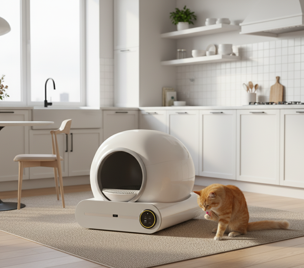 litiere-automatique-connectee-chat-cuisine