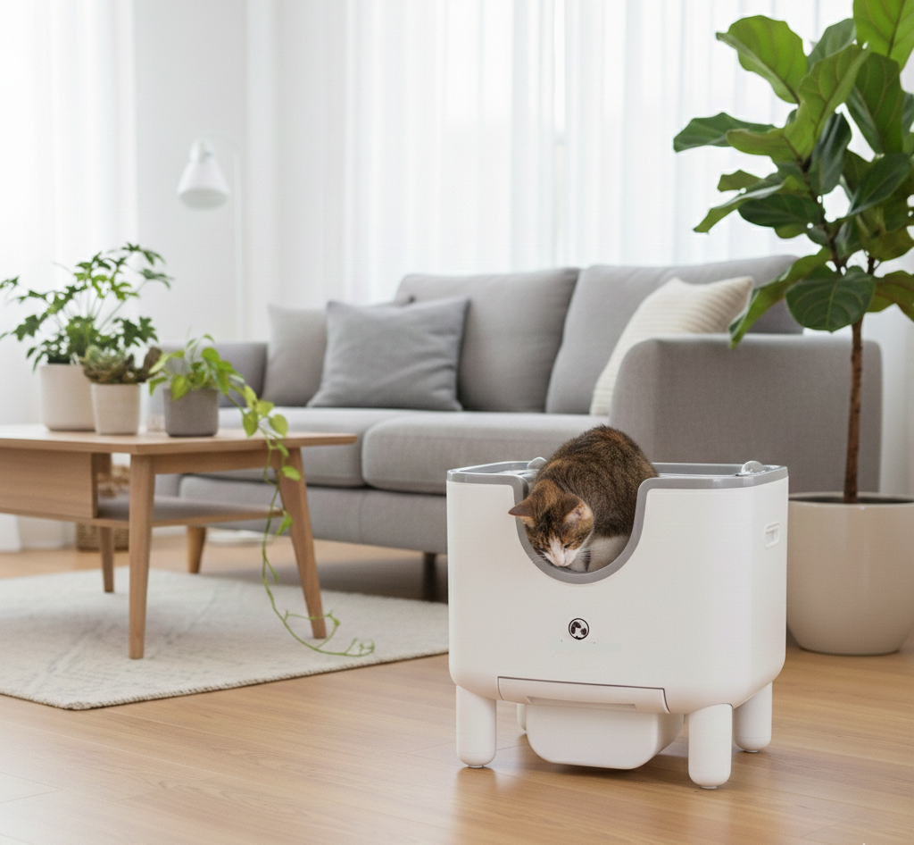 litiere-automatique-ouvert-interieur